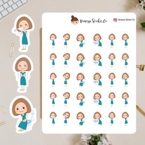 Sick Day Stickers, Character Planner Stickers, Lizzy Character Stickers, Feeling Sick Planner Stickers