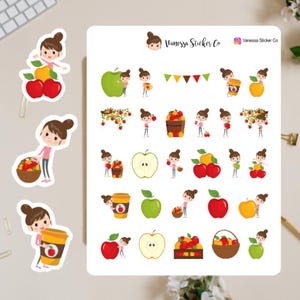 Fall Apples, Apple Picking Planner Stickers, Character Planner Stickers, Fall Stickers