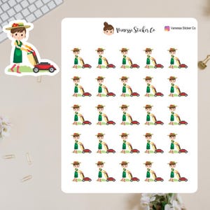 Stickers maaien planner, stickers karakterplanner, Vanessa-stickers, stickers gazononderhoud, zomerstickers