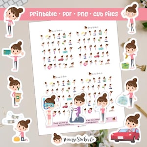 Vanessa Sample Planner Stickers, Printable Character Stickers, Vanessa Stickers, Personal use only.