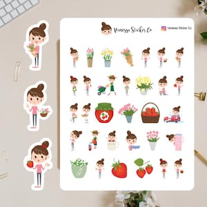 May Planner Stickers, Character Planner Stickers, Spring Planner Stickers, Vanessa Stickers