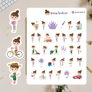 June Planner Stickers, Character Planner Stickers, Spring Planner Stickers, Vanessa Stickers