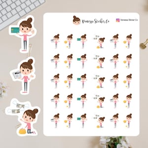 Pay Bills Stickers, Character Planner Stickers, Vanessa Character Stickers, Pay Bills Planner Stickers