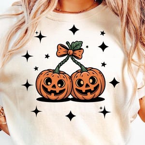 Pumpkin Cherries PNG, Autumn PNG, Halloween Retro Pumpkin, Fall Girly Bow PNG, Cute Pumpkin Aesthetic,Retro Fall Png, Pumpkin Bow