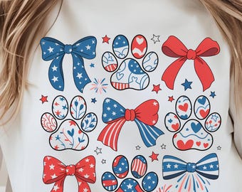 Patriotic Dog Paw Prints PNG: 4th of July Clipart (Digital Download)