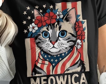 Patriotic American Cat PNG: USA Flag, 4th of July (Digital Download)