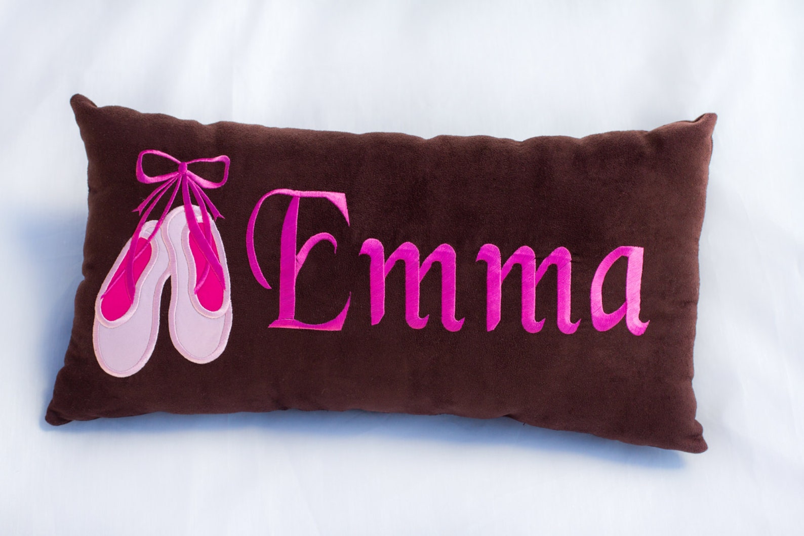 pillow - decorative or travel - with ballet shoes embroidery