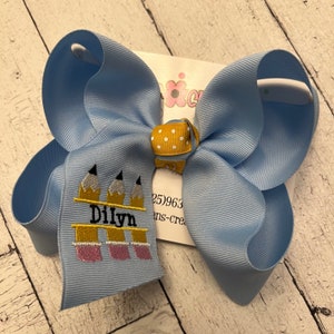 Pencils Personalized Name Monogrammed School Boutique Hair Bow