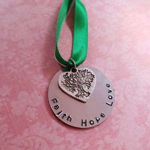 Hand Stamped Faith Hope Love Christmas Ornament image 4