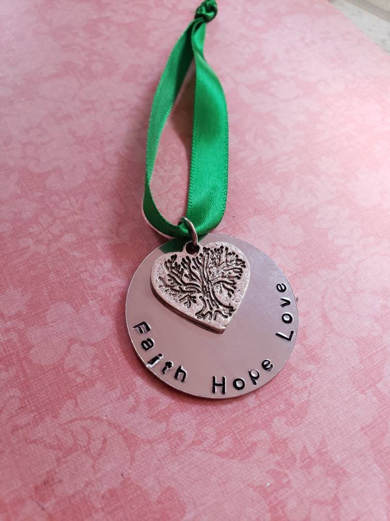 Hand Stamped Faith Hope Love Christmas Ornament image 4