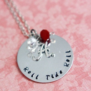 Hand Stamped Roll Tide Roll Alabama Crimson Tide Necklace image 3