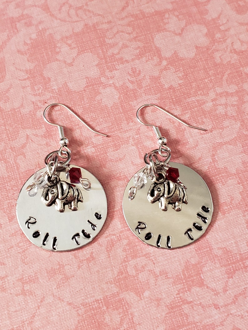 Hand Stamped Alabama Roll Tide Earrings image 3