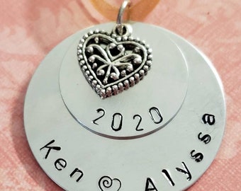 Hand Stamped Couples Christmas Ornament