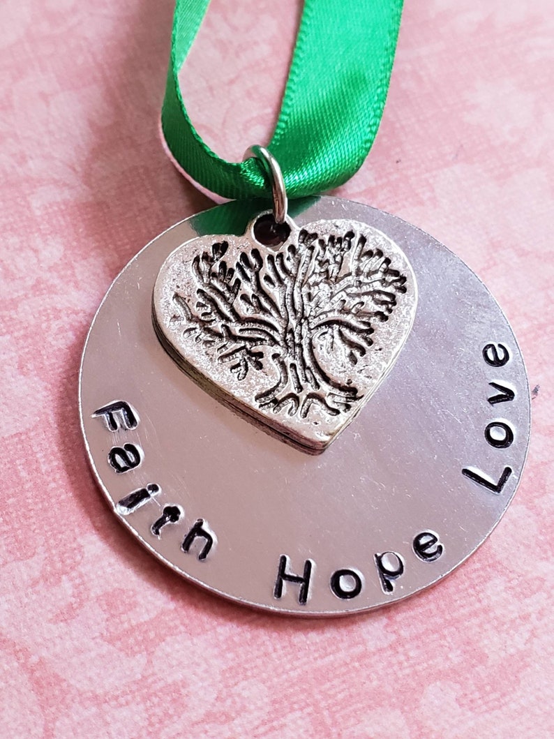 Hand Stamped Faith Hope Love Christmas Ornament image 2