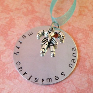 Hand Stamped Merry Christmas Mom, Grandma, Nana, Sister Custom Ornament image 3