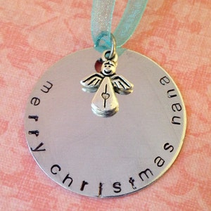 Hand Stamped Merry Christmas Mom, Grandma, Nana, Sister Custom Ornament image 4