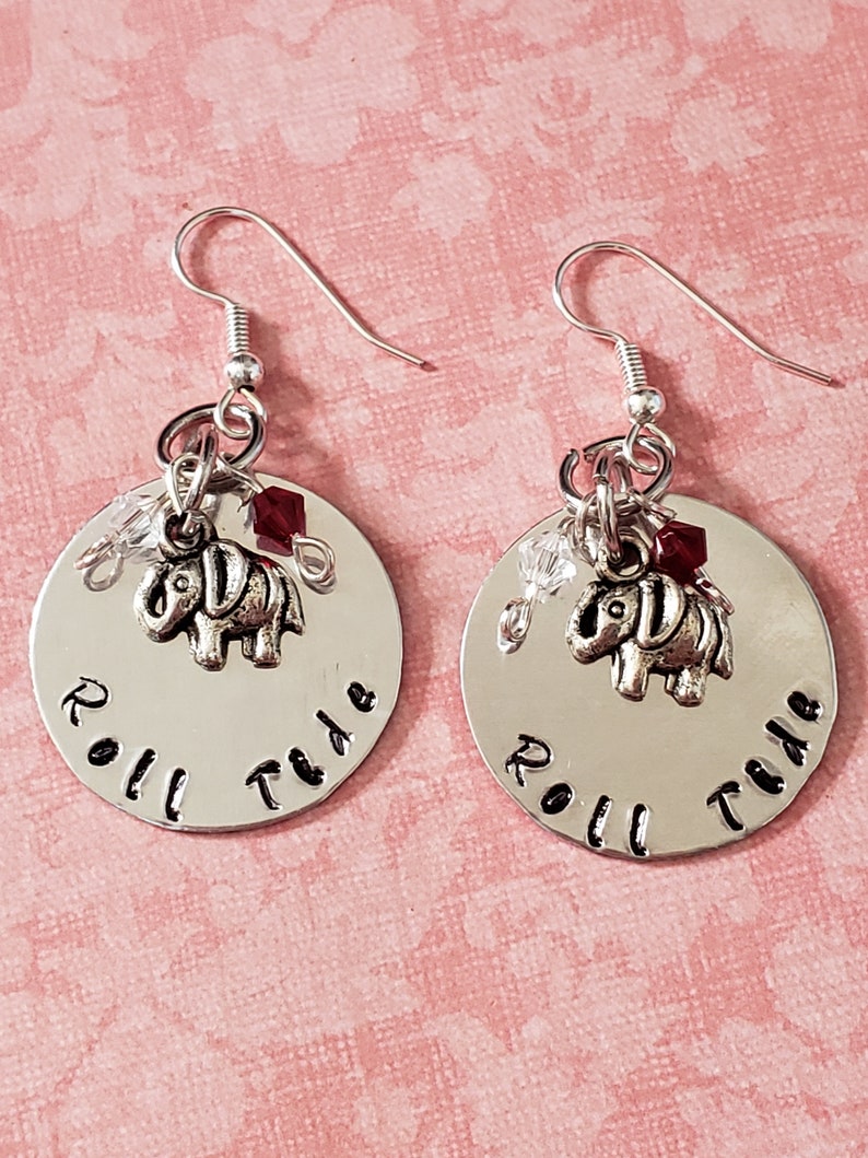 Hand Stamped Alabama Roll Tide Earrings image 1