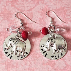 Boucles d'oreilles Alabama Roll Tide estampées à la main