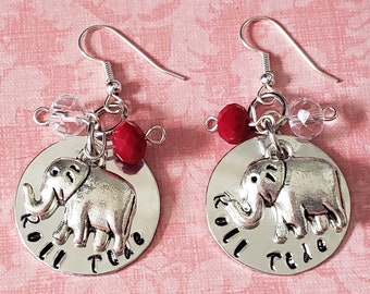 Hand Stamped Alabama Roll Tide Earrings