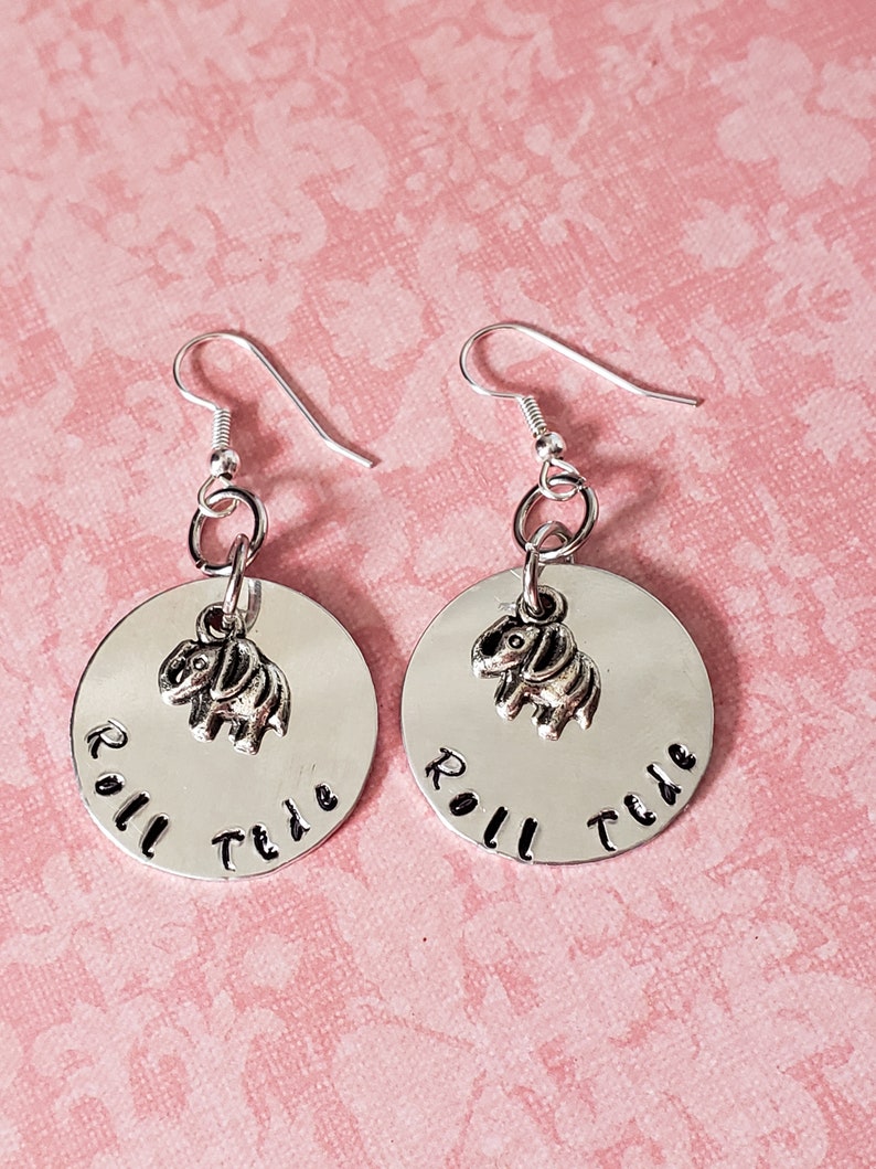 Hand Stamped Alabama Roll Tide Earrings image 2