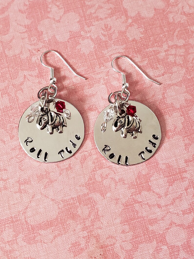 Hand Stamped Alabama Roll Tide Earrings image 5