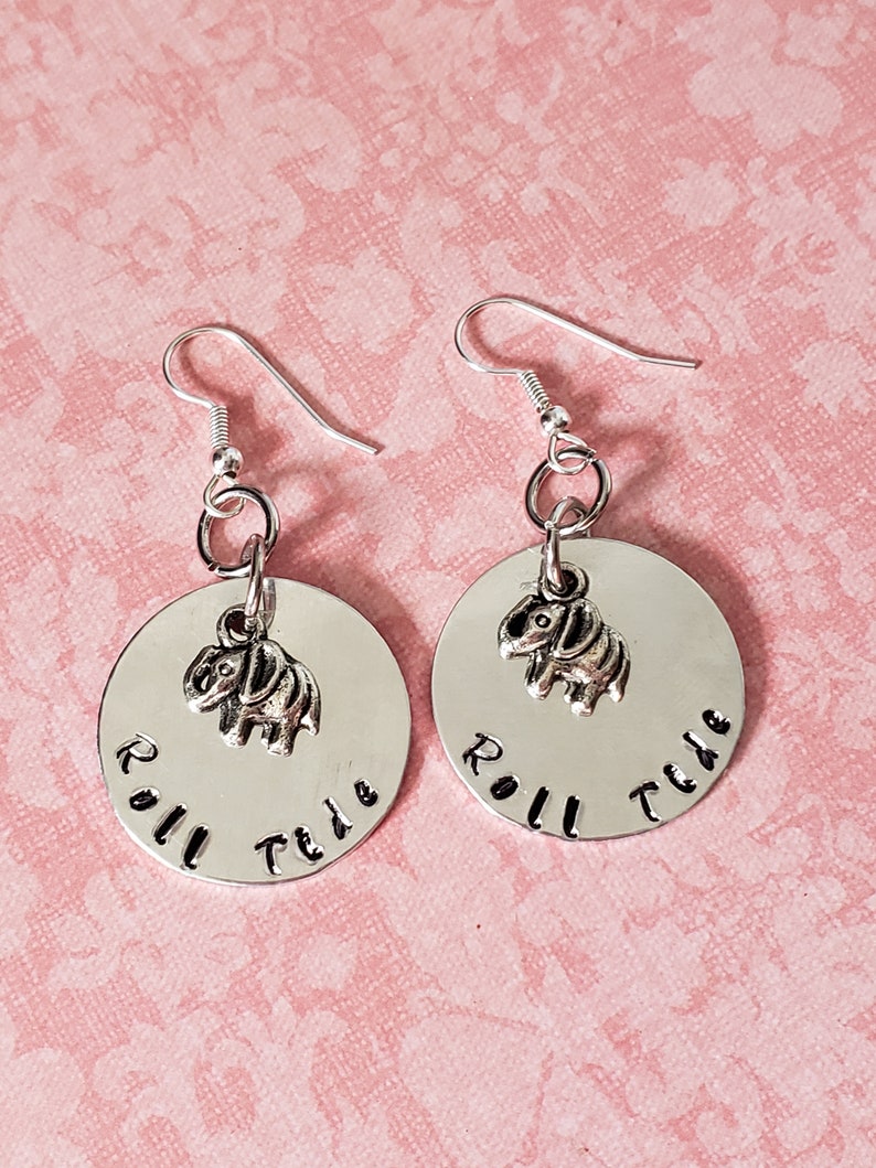 Hand Stamped Alabama Roll Tide Earrings image 4