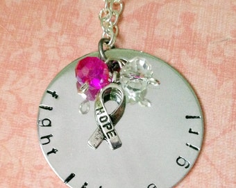 Hand Stamped Breast Cancer Awareness Necklace, Ornament, or Key Chain