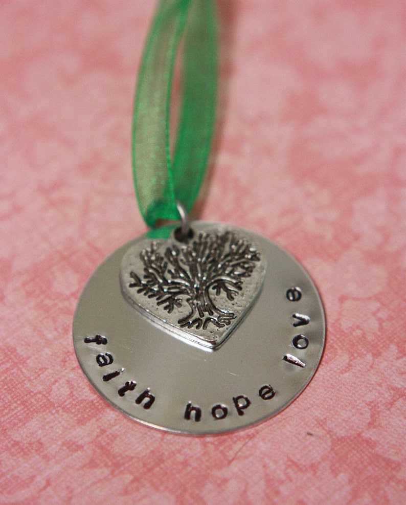 Hand Stamped Faith Hope Love Christmas Ornament image 5