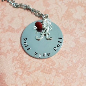 Hand Stamped Roll Tide Roll Alabama Crimson Tide Necklace image 4