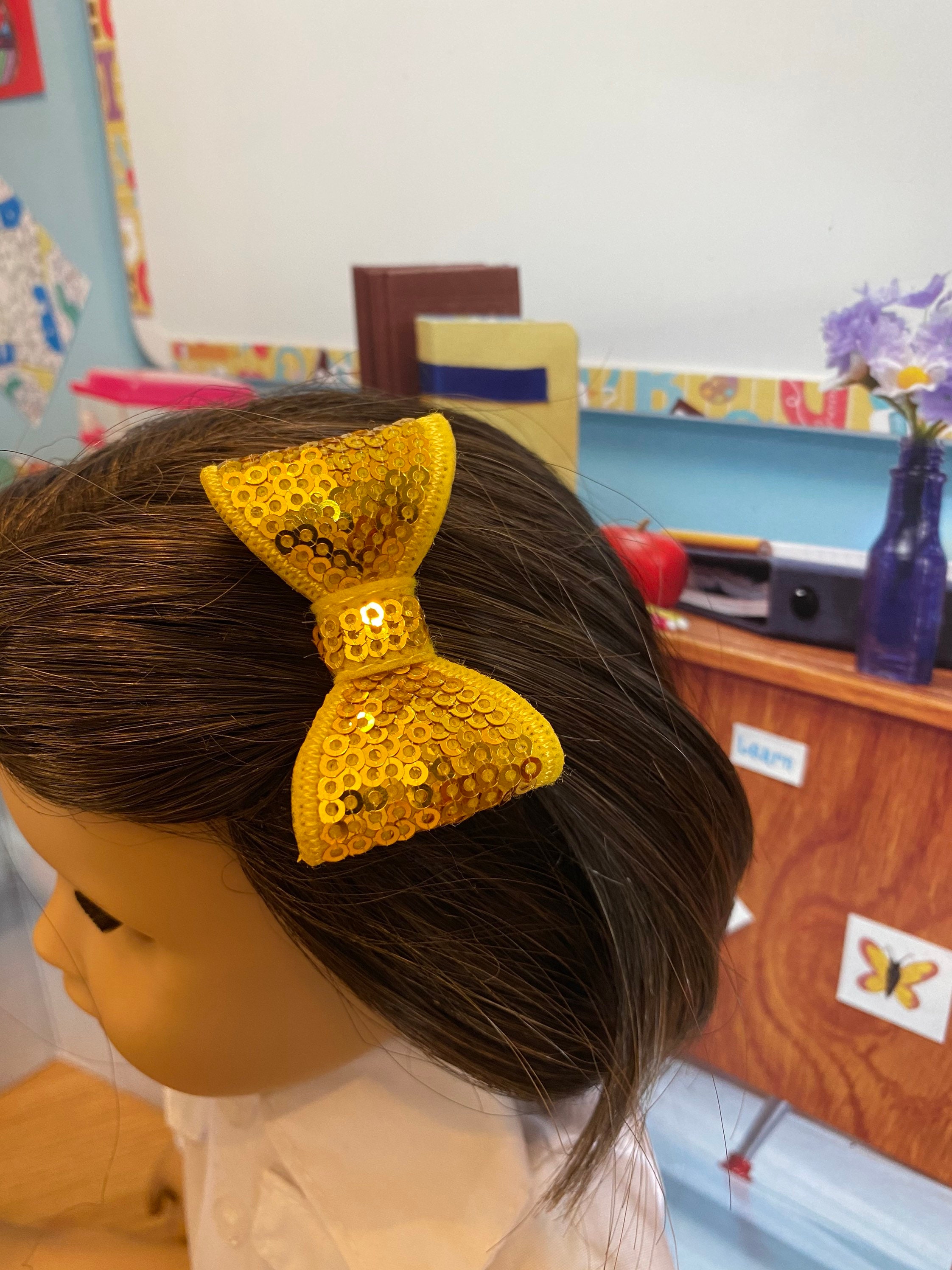 Bow clips for girls and their dolls Doll Glitter hair clips Etsy
