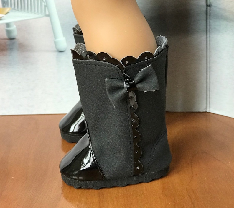 Black Buckle Boots for 18/" American Girl Doll Black Boots Black Doll Boots Shoes