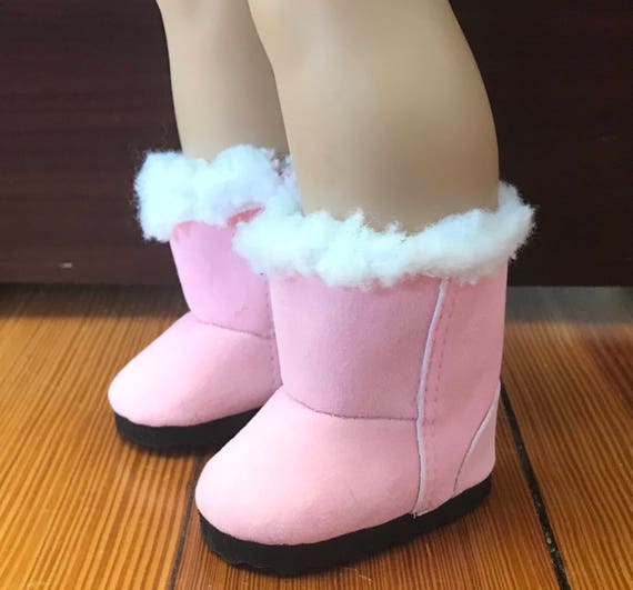 Pink and White Boots with Bows fits American Girl Dolls /& 18/" Dolls