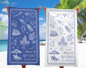 Disney Theme Beach Towel, Family Trip Towel, Custom Bachelorette Towel, Bachelorette Party, Bach Trip Gift, Bride, Birthday Beach Towel