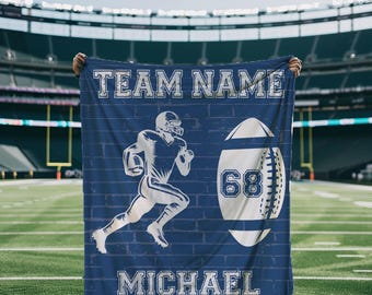 Manta de fútbol personalizada: nombre y número personalizados, regalo de equipo personalizado, manta deportiva personalizada, regalo para jugador o entrenador de fútbol.