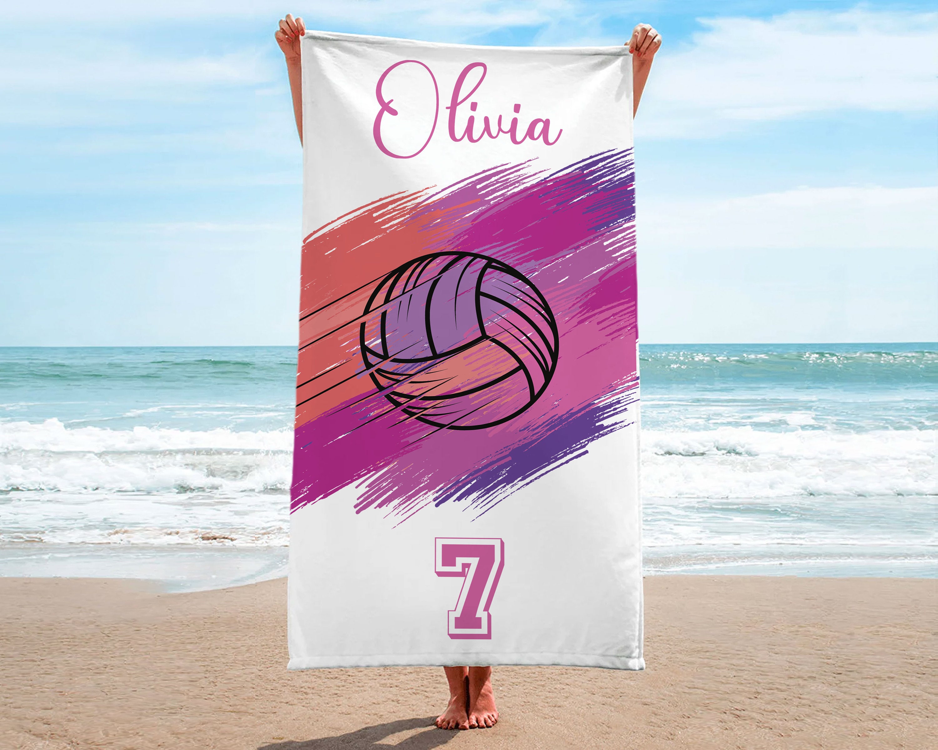 Custom Volleyball Team Towel, Personalized Team Gift, Sport Beach Towel, Graduation Gift, Custom Pool Towel, Birthday Gift, Vacation Gift