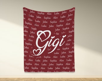 Custom Grandparent  Blanket, Grandpa & Grandma Blanket With Grandkids, Christmas Blanket, Personolized Mimi Gigi Blanket, Birthday Gift
