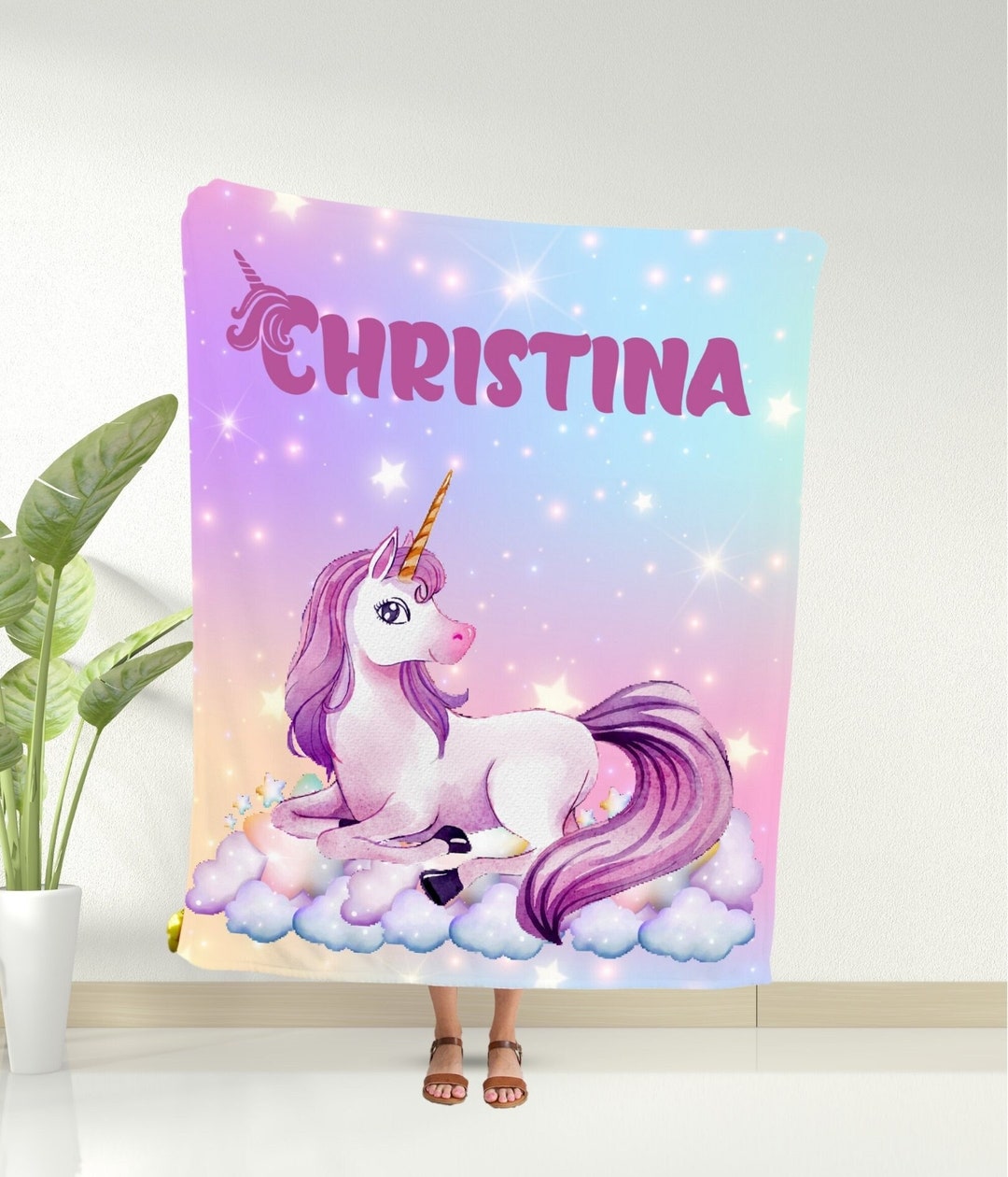 Personalized Unicorn Blanket for Girls, Custom Unicorn Gift, Baby ...