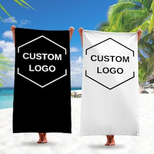 Custom Logo Beach Towel, Your Logo Here Towel, Personalized Beach Towel With Your Logo, team Sport Towel Custom Logo, Custom Text Towel