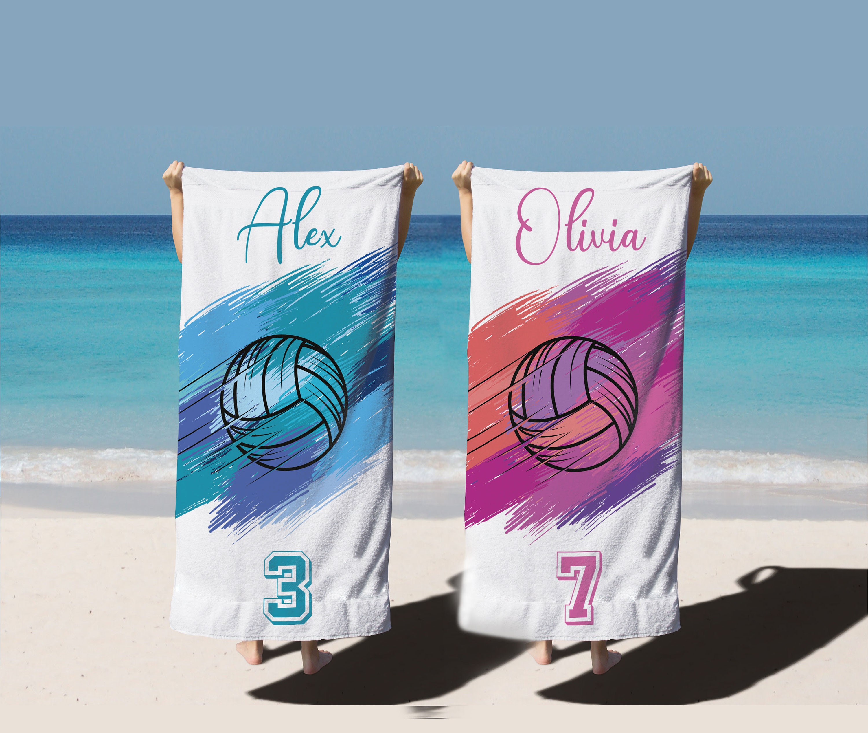 Custom Volleyball Team Towel, Personalized Team Gift, Sport Beach Towel, Graduation Gift, Custom Pool Towel, Birthday Gift, Vacation Gift