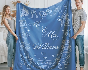 Manta de boda personalizada, manta de aniversario de boda personalizada, regalo de boda personalizado para parejas, regalos para recién casados, regalo para novios.