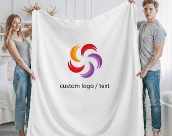 Manta con logotipo personalizado, manta con texto personalizado, manta deportiva, manta con logotipo de empresa, regalo