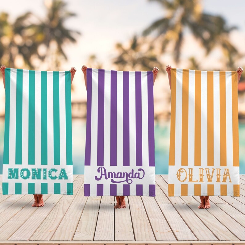Personalized Beach Towel With Custom Name - 30x60 Inch Microfiber Towel For Adults & Kids