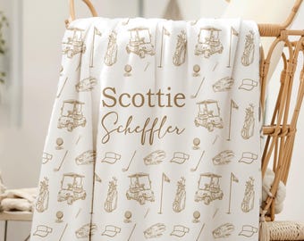 Manta de golf personalizada para bebé, manta deportiva para niño, idea de regalo para baby shower de golf, manta personalizada con nombre de bebé, regalo para recién nacido en el hospital.