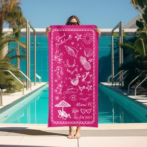 Personalized Bachelorette Beach Towel, Custom Location And Name Bachelorette Party Pool Towel, Bachelorette Trip Gift, Bride, Bridal Shower bild 8