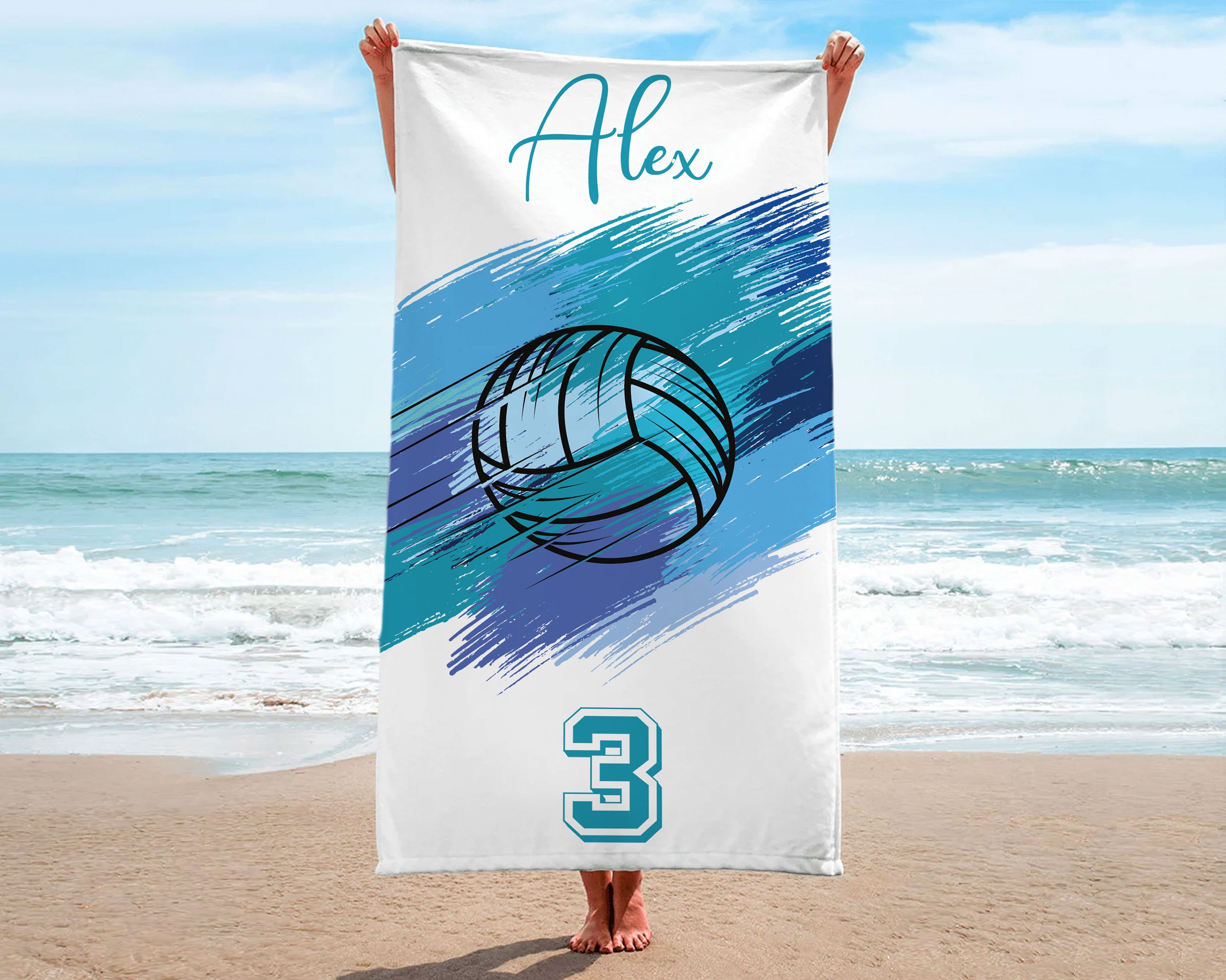 Custom Volleyball Team Towel, Personalized Team Gift, Sport Beach Towel, Graduation Gift, Custom Pool Towel, Birthday Gift, Vacation Gift