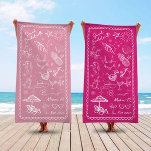 Personalized Bachelorette Beach Towel, Custom Location And Name Bachelorette Party Pool Towel, Bachelorette Trip Gift, Bride, Bridal Shower bild 5