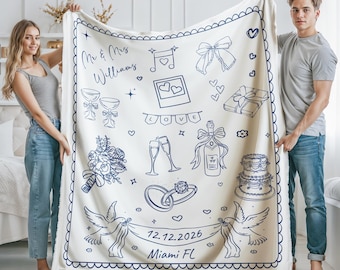 Manta de boda personalizada, manta de despedida de soltera personalizada, regalo de aniversario personalizado para parejas, regalos para recién casados, regalo para novios.