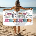 Retro Retired Custom Beach Towel, Boho Floral Retirement Pool Towel, Retirement Gifts, Gift for Coworker, Retired Not My Problem Any More