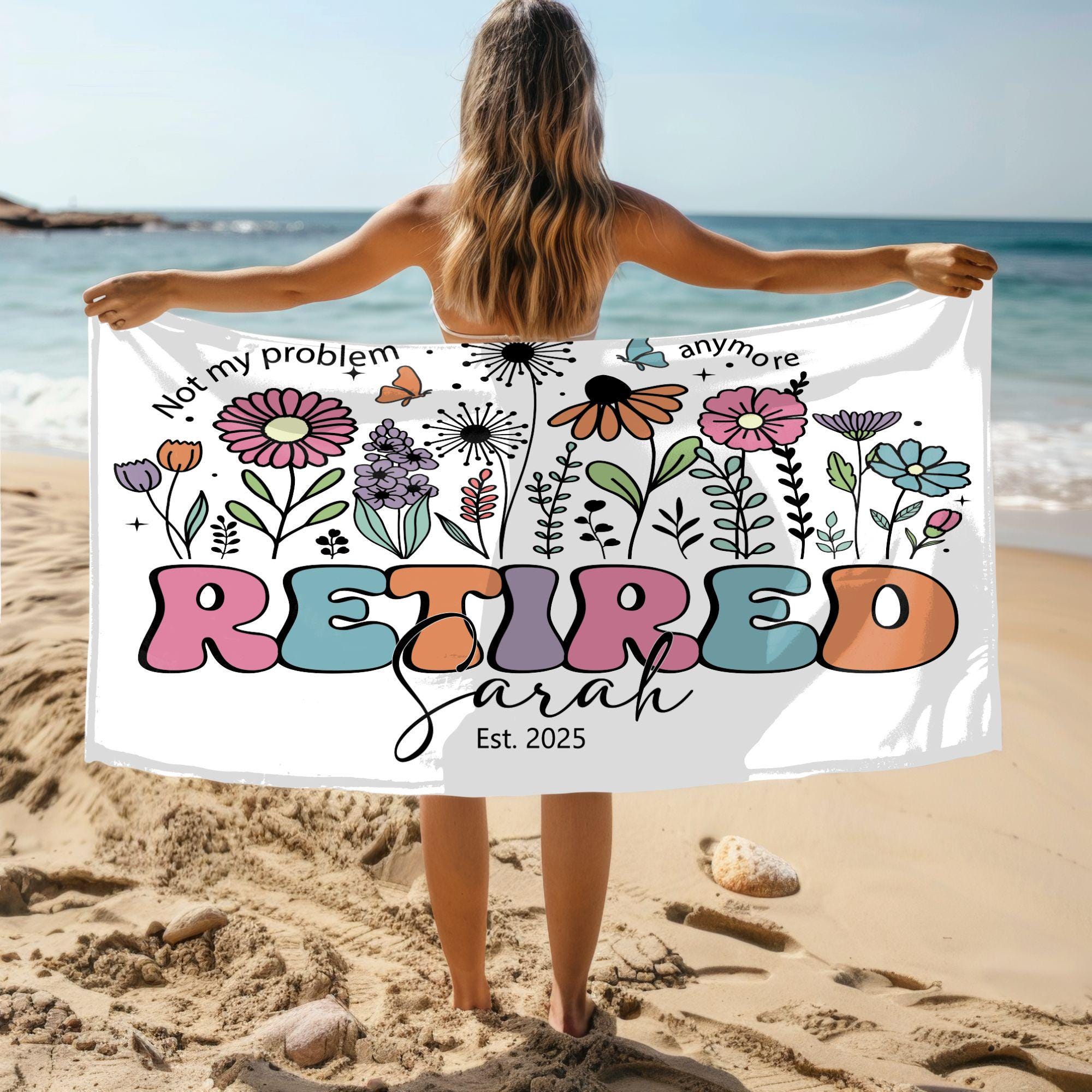 CafePress Happy Retirement Beach Towel – 30x60 Inch, Soft & Absorbent, Funny Novelty Design - View #6