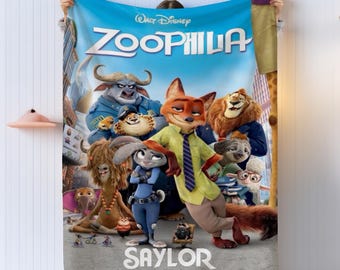 Personalized Zootopia 2 Blanket, Custom Kids Blanket with Name, Birthday Gift for Children, Custom Baby Blanket